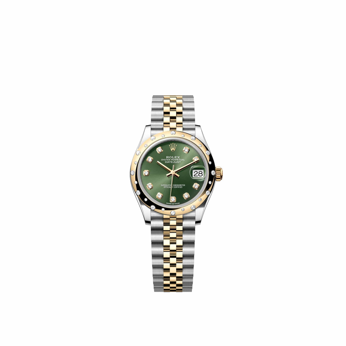 Rolex Datejust 31 278343RBR Yellow Gold Stainless Steel Olive Green Diamond Dial Jubilee Diamond Bezel (2026)
