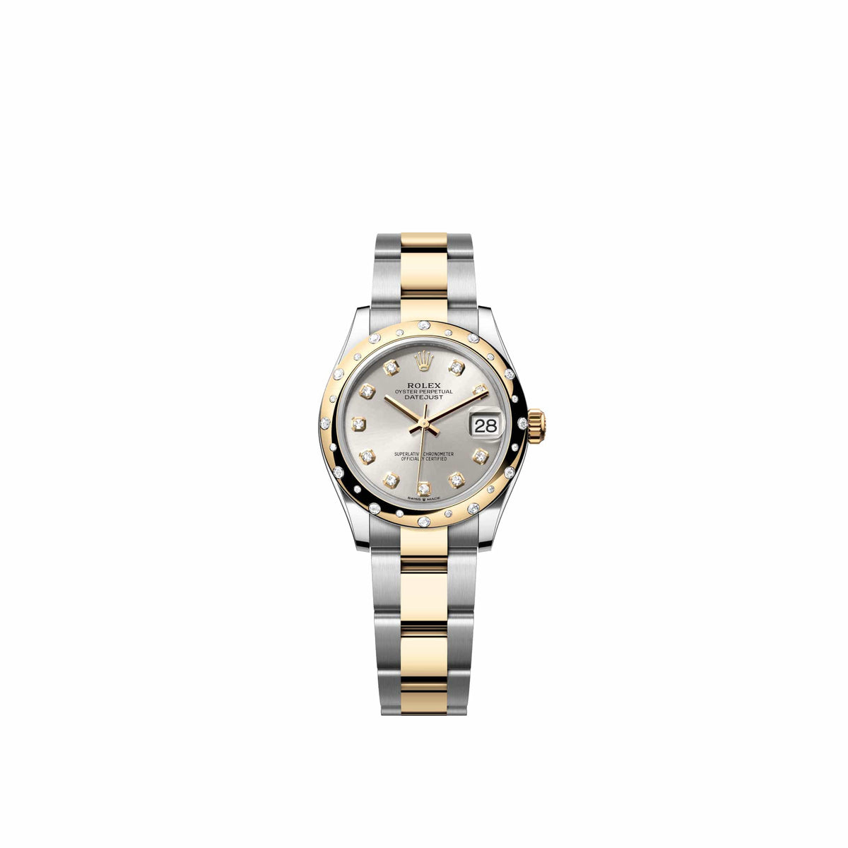 Rolex Datejust 31 278343RBR Yellow Gold Stainless Steel Silver Diamond Dial Oyster Diamond Bezel (2026)