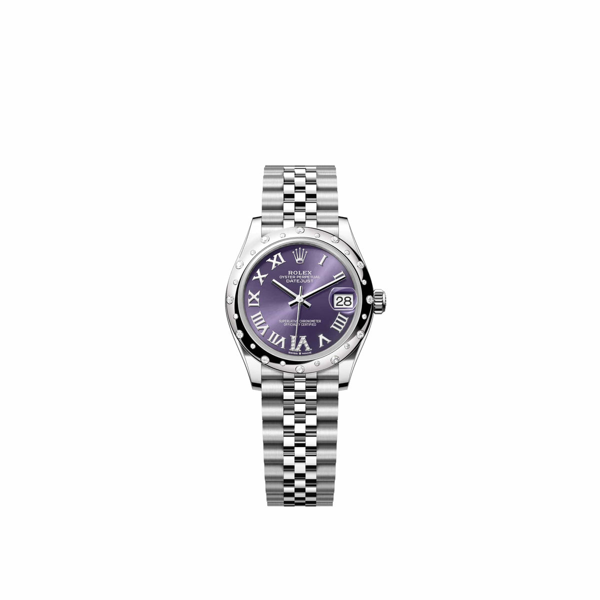 Rolex Datejust 31 278344RBR Stainless Steel Aubergine Diamond Roman Dial Jubilee Diamond Bezel (2026)