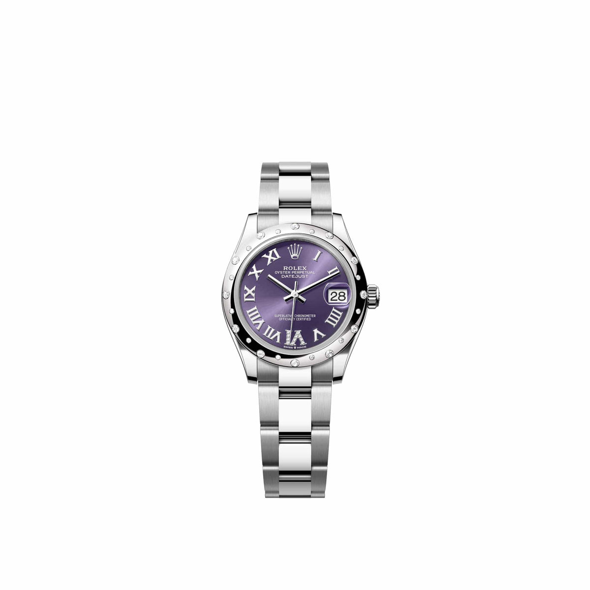 Rolex Datejust 31 278344RBR Stainless Steel Aubergine Diamond Roman Dial Oyster Diamond Bezel (2026)