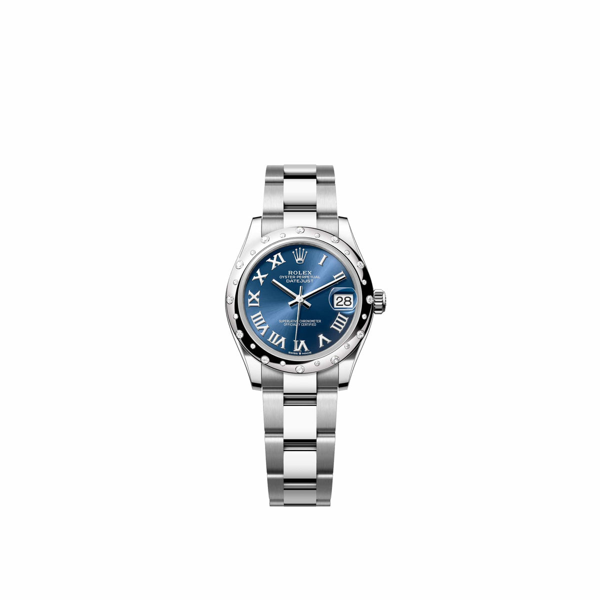 Rolex Datejust 31 278344RBR Stainless Steel Blue Roman Dial Oyster Diamond Bezel (2026)
