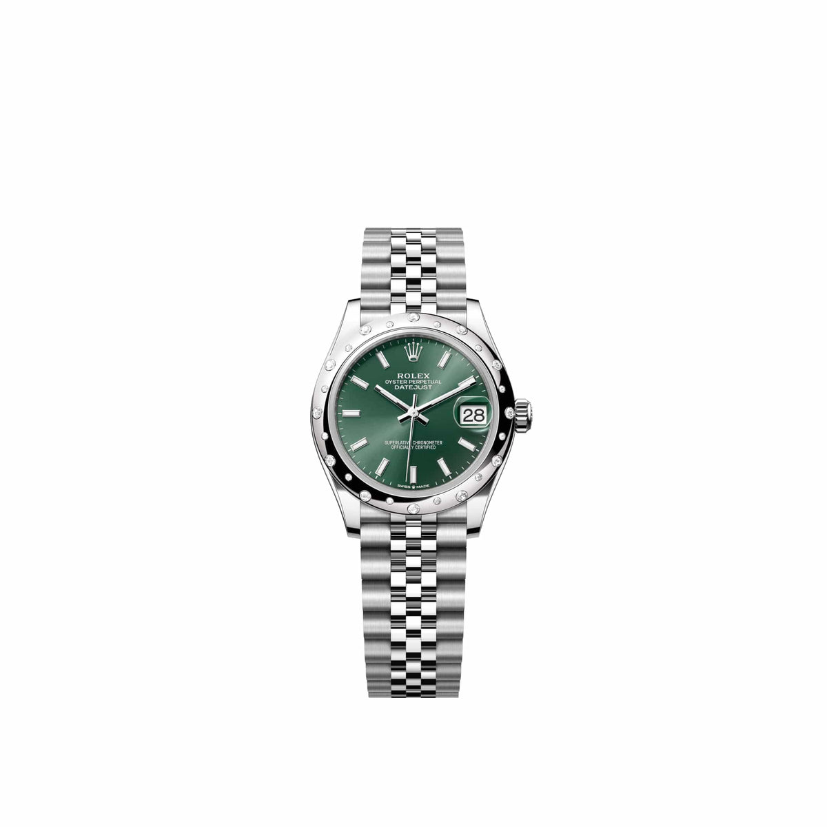 Rolex Datejust 31 278344RBR Stainless Steel Mint Green Dial Jubilee Diamond Bezel (2026)