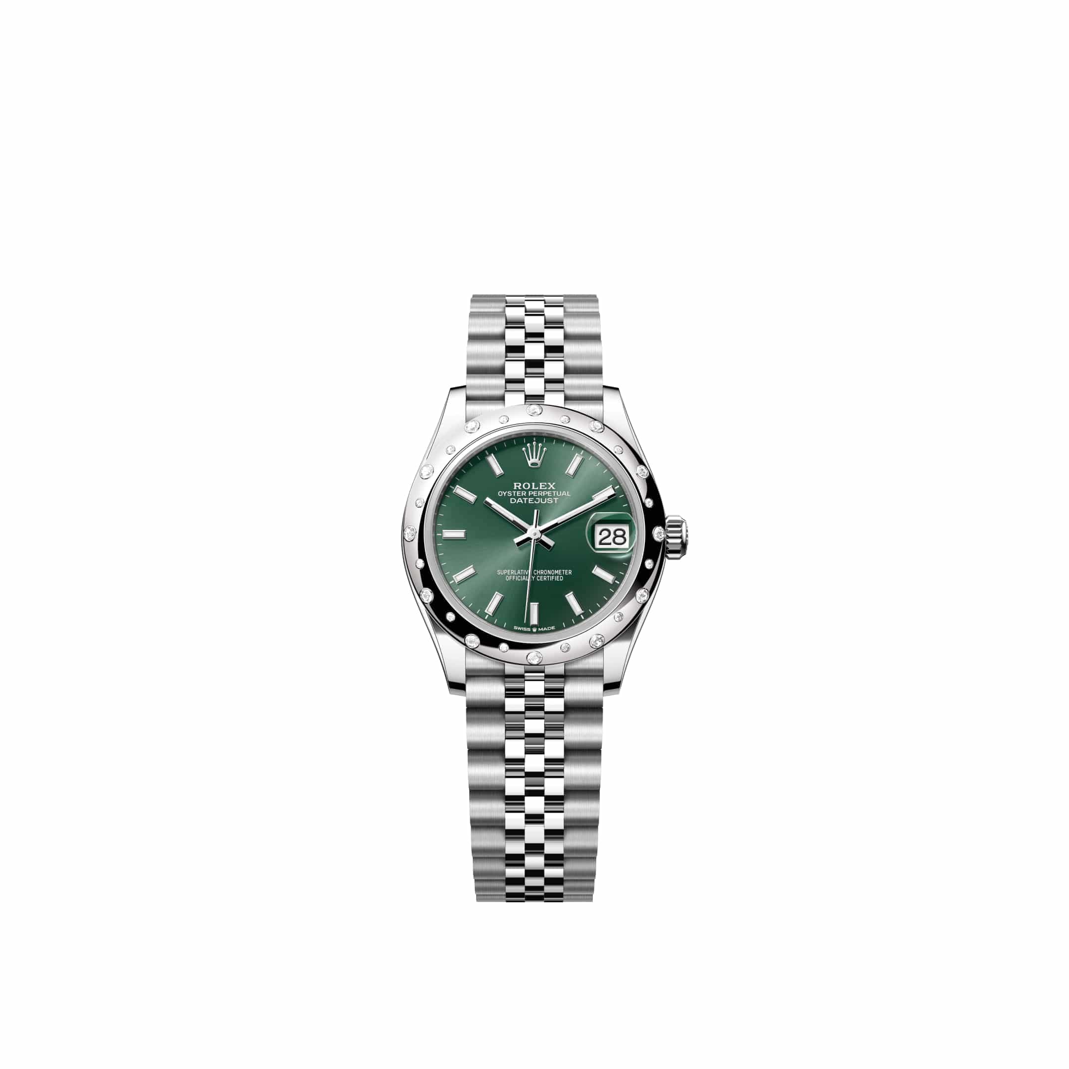 Rolex Datejust 31 278344RBR Stainless Steel Mint Green Dial Jubilee Diamond Bezel (2026)