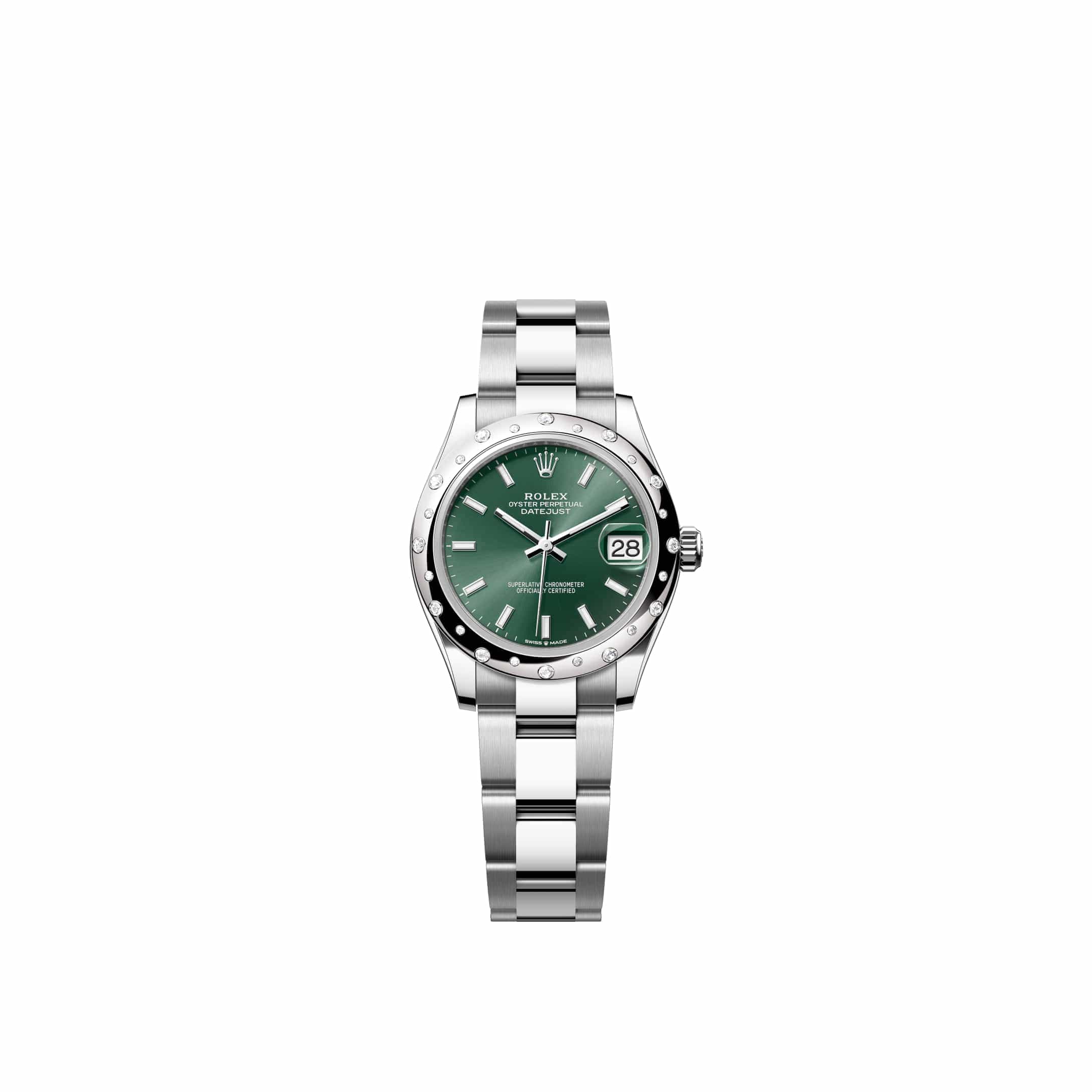 Rolex Datejust 31 278344RBR Stainless Steel Mint Green Dial Oyster Diamond Bezel (2026)