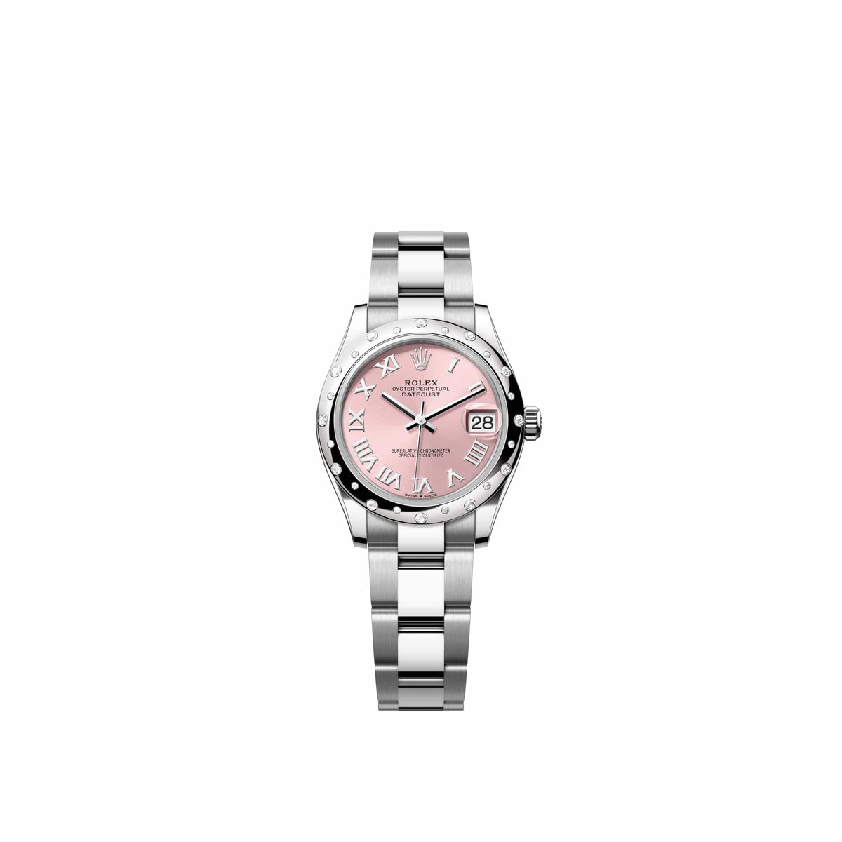 Rolex Datejust 31 278344RBR Stainless Steel Pink Roman Dial Oyster Diamond Bezel (2026)