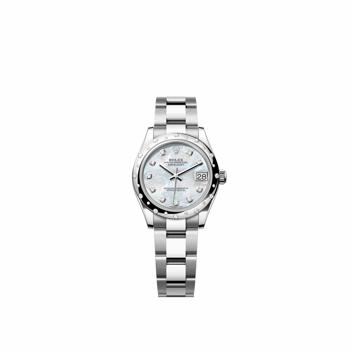 Rolex Datejust 31 278344RBR Stainless Steel White Mother of Pearl Diamond Dial Oyster Diamond Bezel (2026)