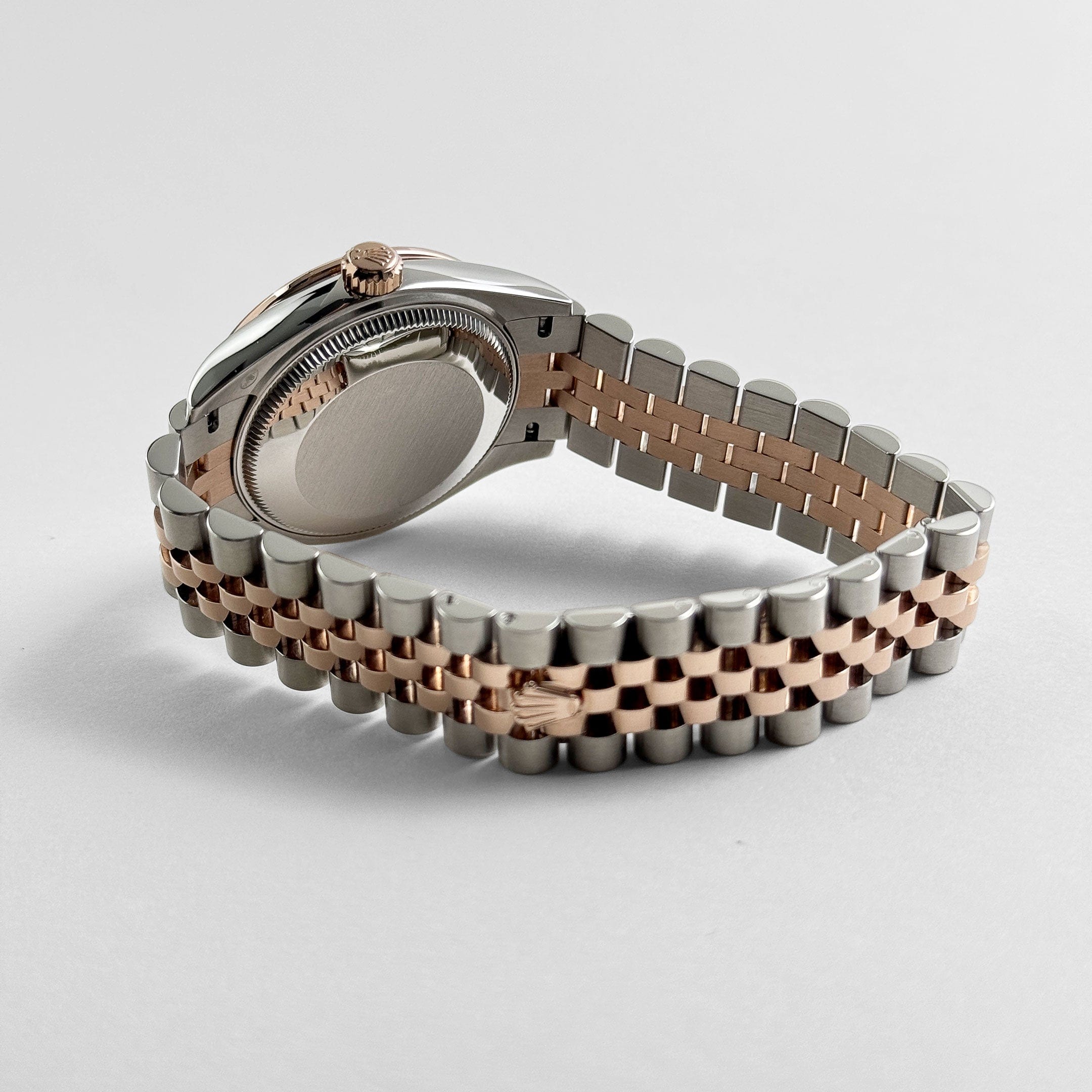 Rolex Datejust 31 278381RBR 'Ladies' Stainless Steel Rose Gold Brown Roman Numerals Diamond Dial Diamond Bezel Jubilee