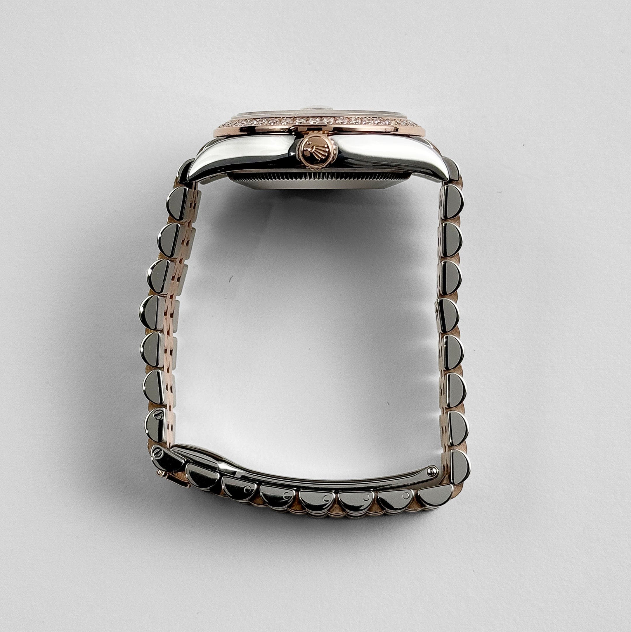 Rolex Datejust 31 278381RBR 'Ladies' Stainless Steel Rose Gold Brown Roman Numerals Diamond Dial Diamond Bezel Jubilee