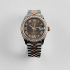 Rolex Datejust 31 278381RBR 'Ladies' Stainless Steel Rose Gold Brown Roman Numerals Diamond Dial Diamond Bezel Jubilee