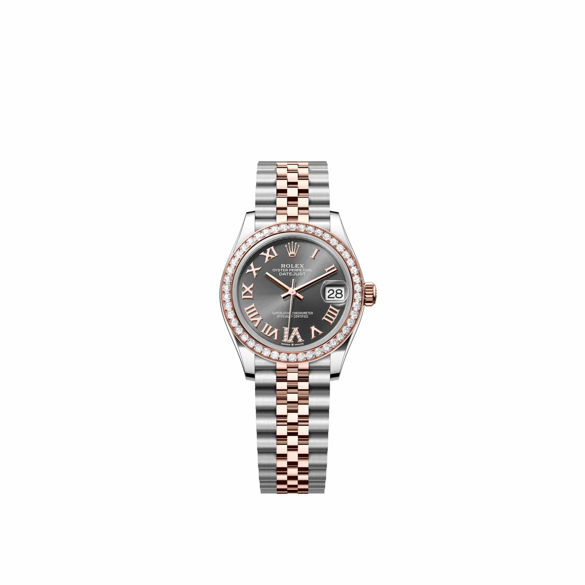 Rolex Datejust 31 278381RBR Rose Gold Stainless Steel Slate Diamond Roman Dial Jubilee Diamond Bezel (2026)
