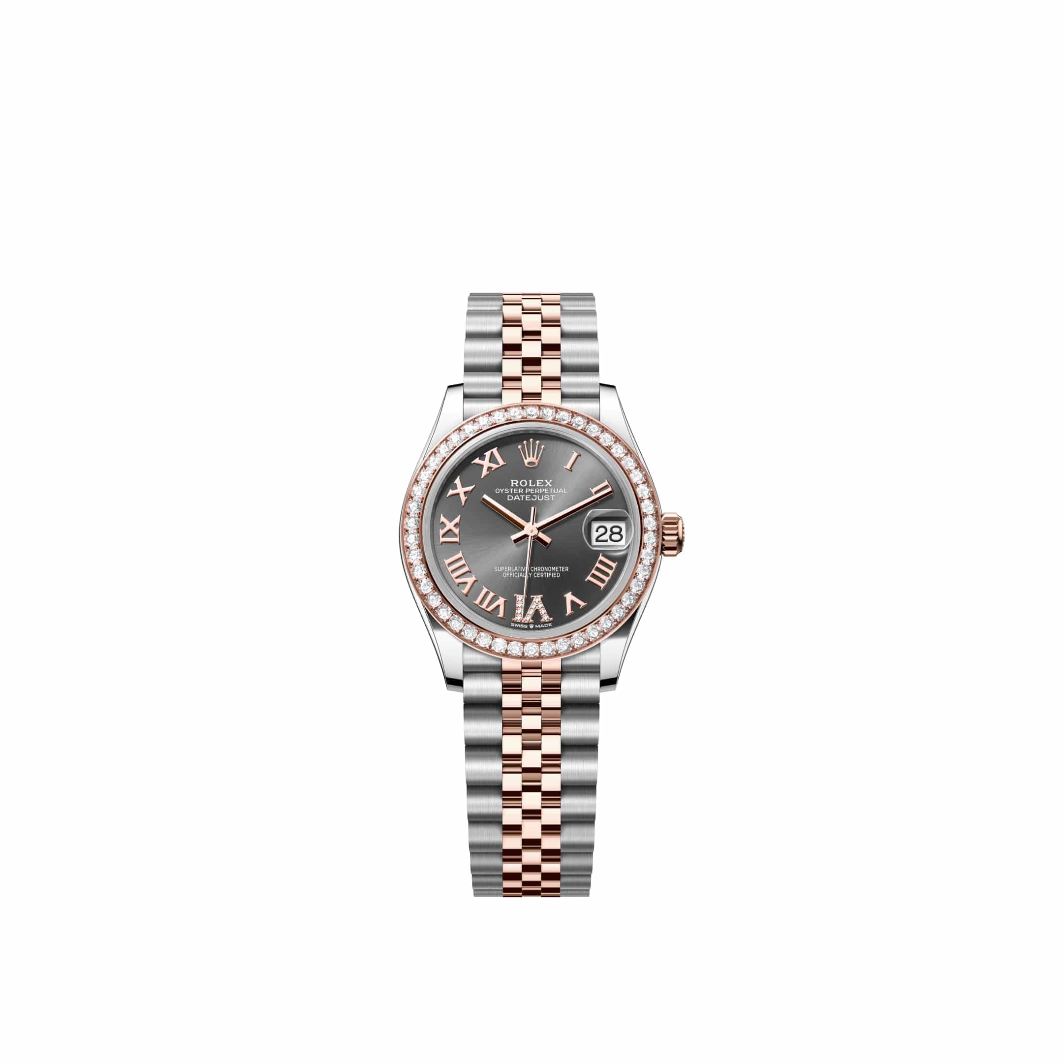 Rolex Datejust 31 278381RBR Rose Gold Stainless Steel Slate Diamond Roman Dial Jubilee Diamond Bezel (2026)