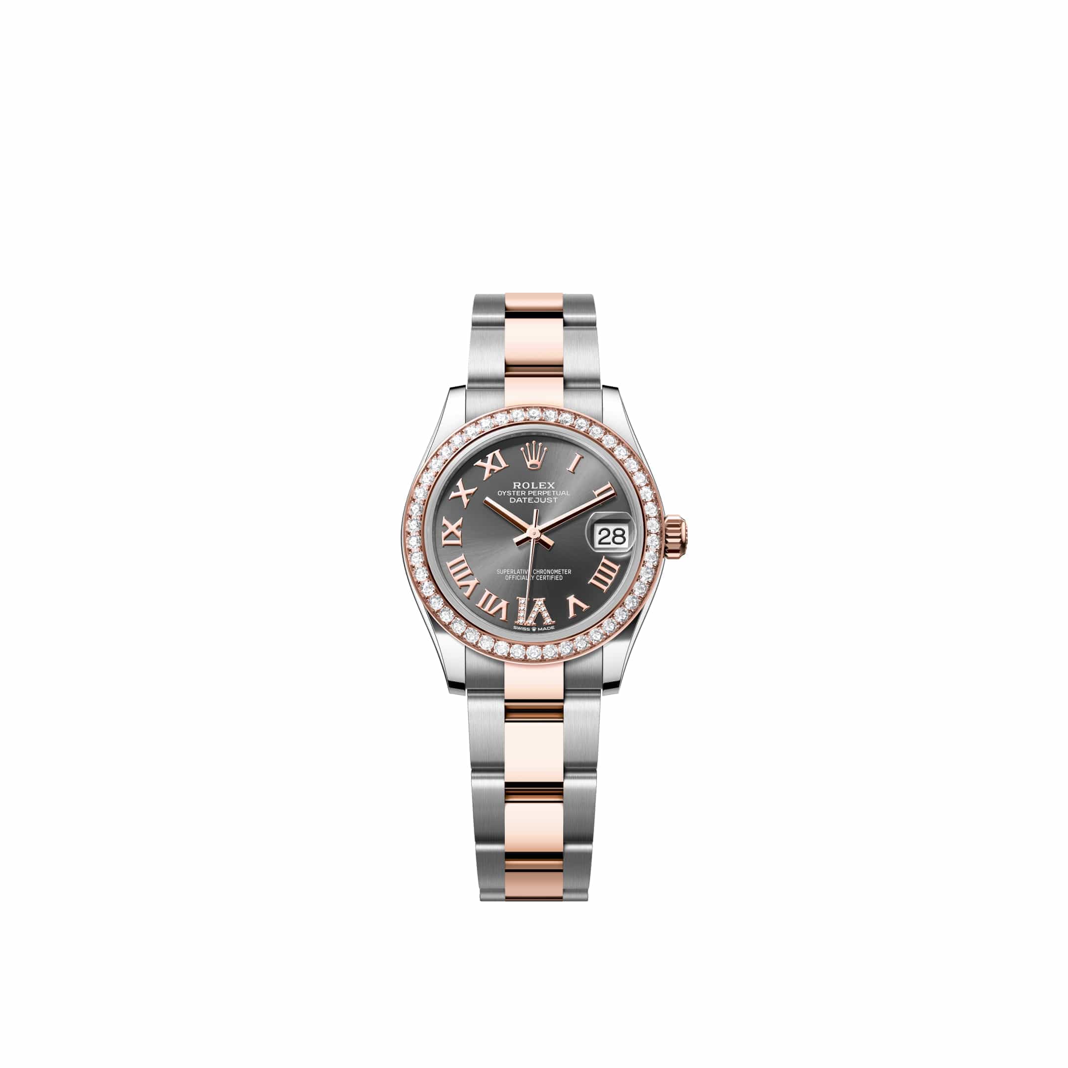 Rolex Datejust 31 278381RBR Rose Gold Stainless Steel Slate Diamond Roman Dial Oyster Diamond Bezel (2026)