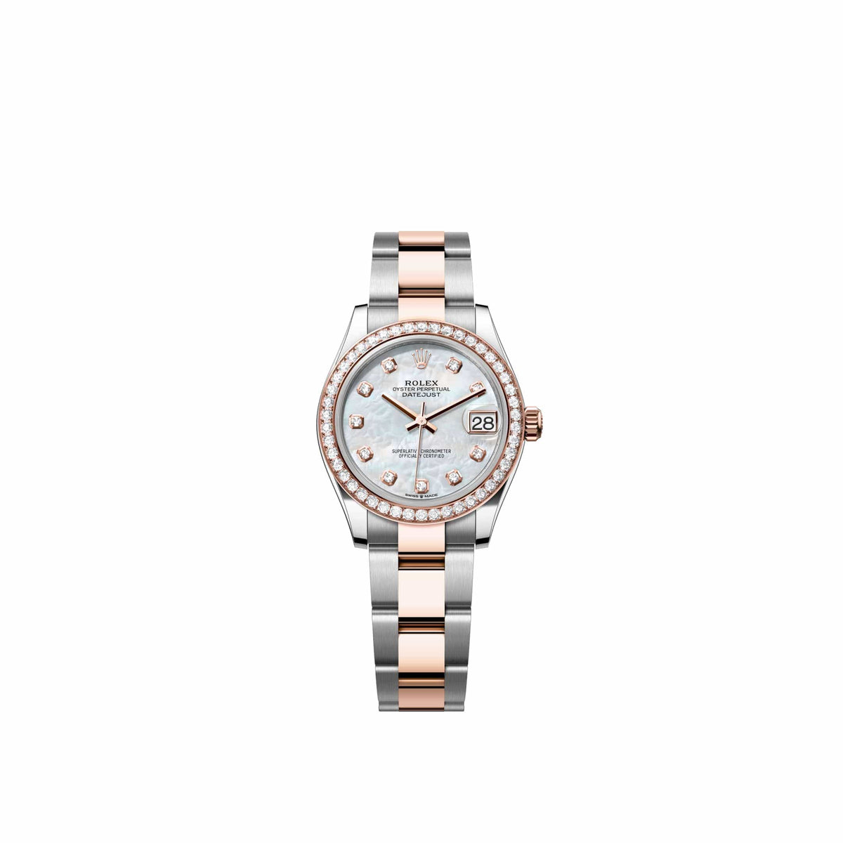 Rolex Datejust 31 278381RBR Rose Gold Stainless Steel White Mother of Pearl Diamond Dial Oyster Diamond Bezel (2026)