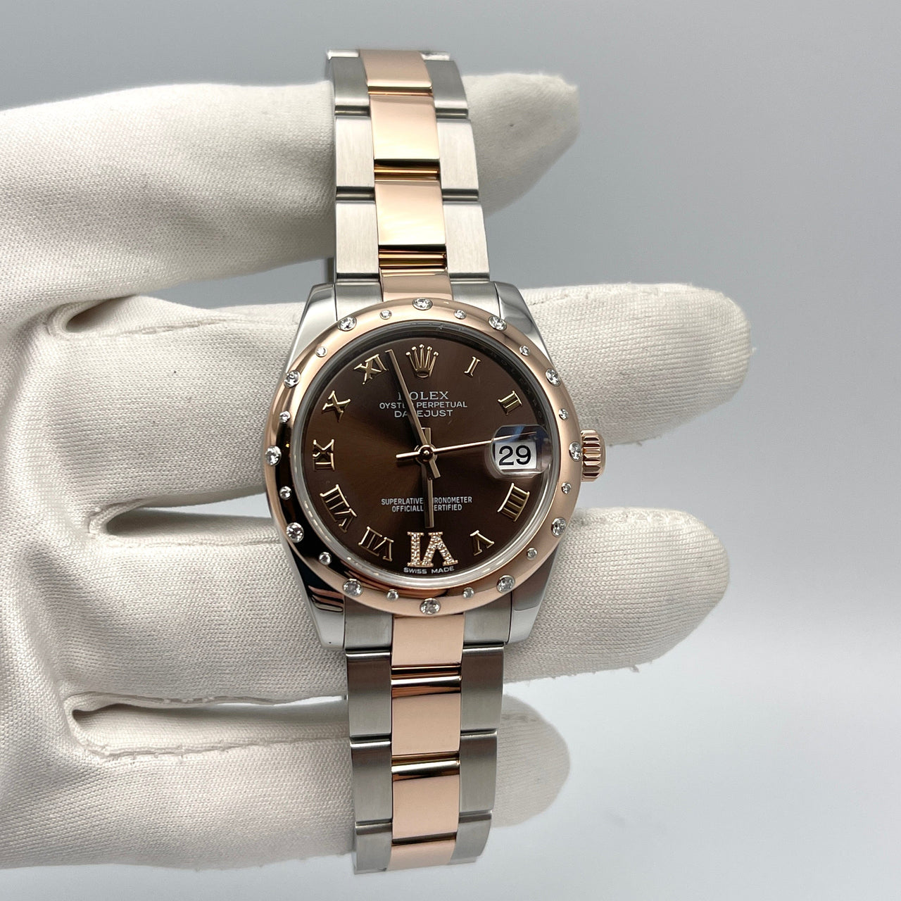 Luxury Watch Rolex Datejust 31 Ladies' Rose Gold & Stainless Steel Chocolate Dial 178341 Wrist Aficionado