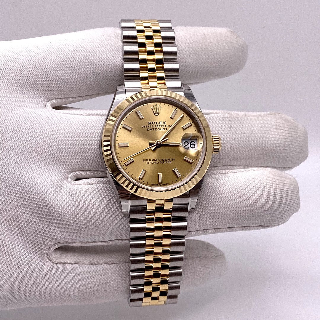 Luxury Watch Rolex Datejust 31 Yellow Gold & Stainless Steel Champagne Dial 278273 Wrist Aficionado