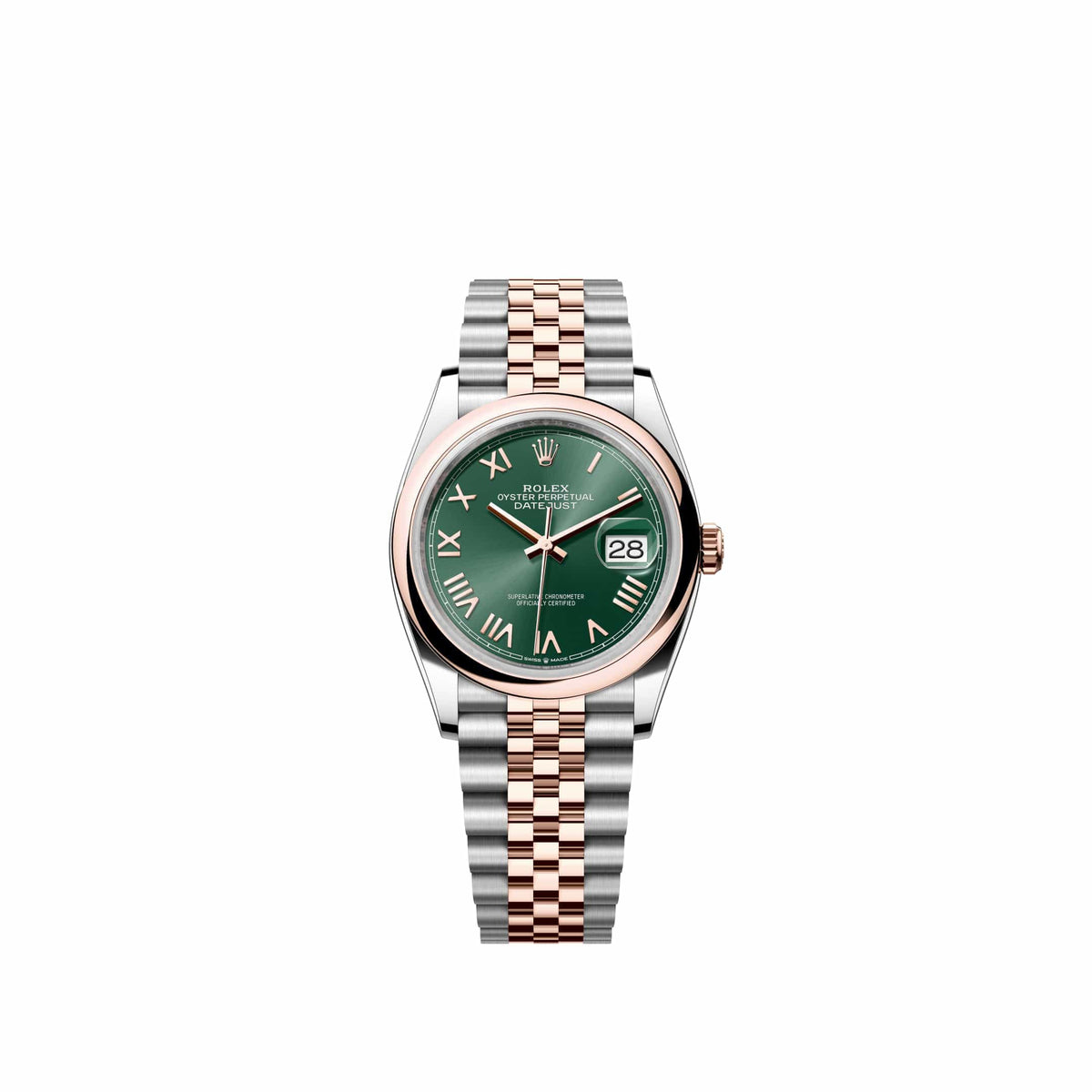 Rolex Datejust 36 126201 Rose Gold Stainless Steel Mint Green Roman Dial Jubilee (2026)