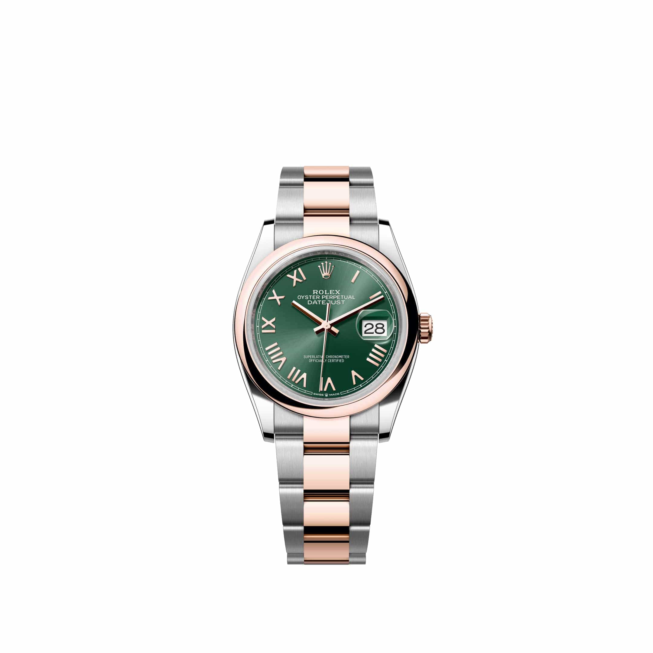 Rolex Datejust 36 126201 Rose Gold Stainless Steel Mint Green Roman Dial Oyster (2026)