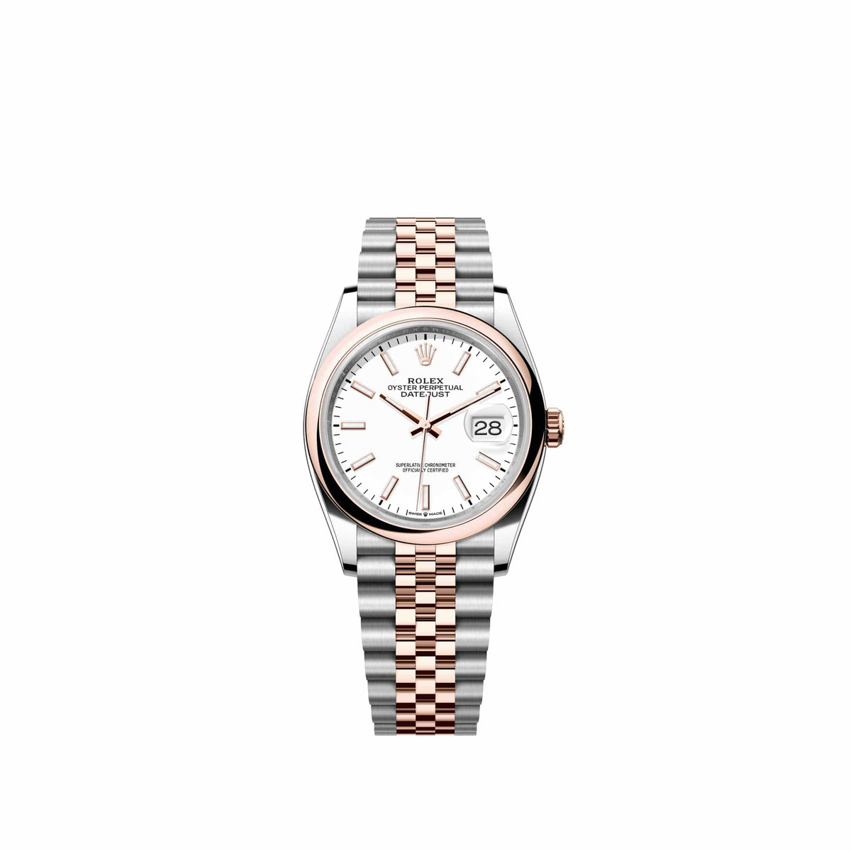 Rolex Datejust 36 126201 Rose Gold Stainless Steel White Dial Jubilee (2026)