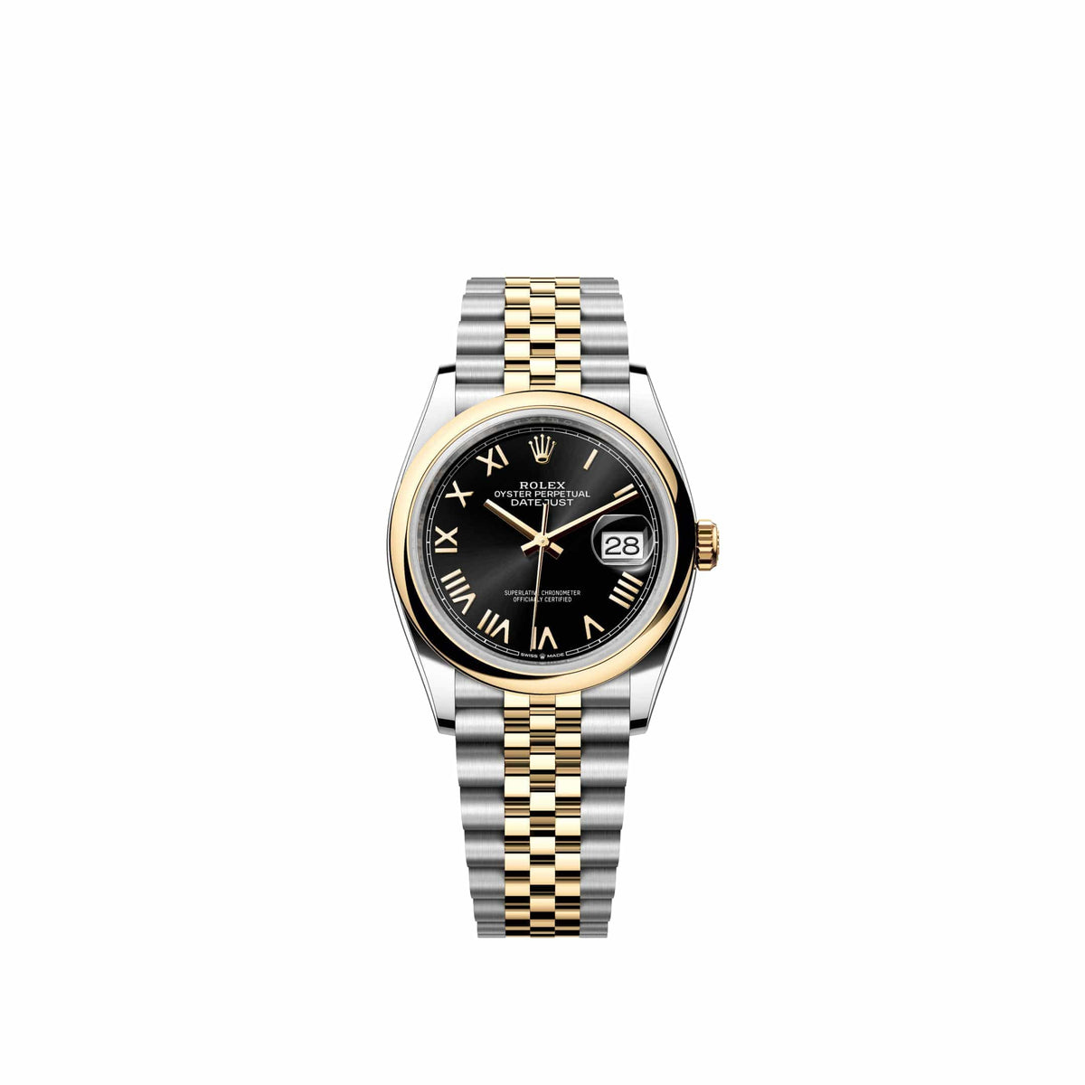 Rolex Datejust 36 126203 Yellow Gold Stainless Steel Black Roman Dial Jubilee (2026)
