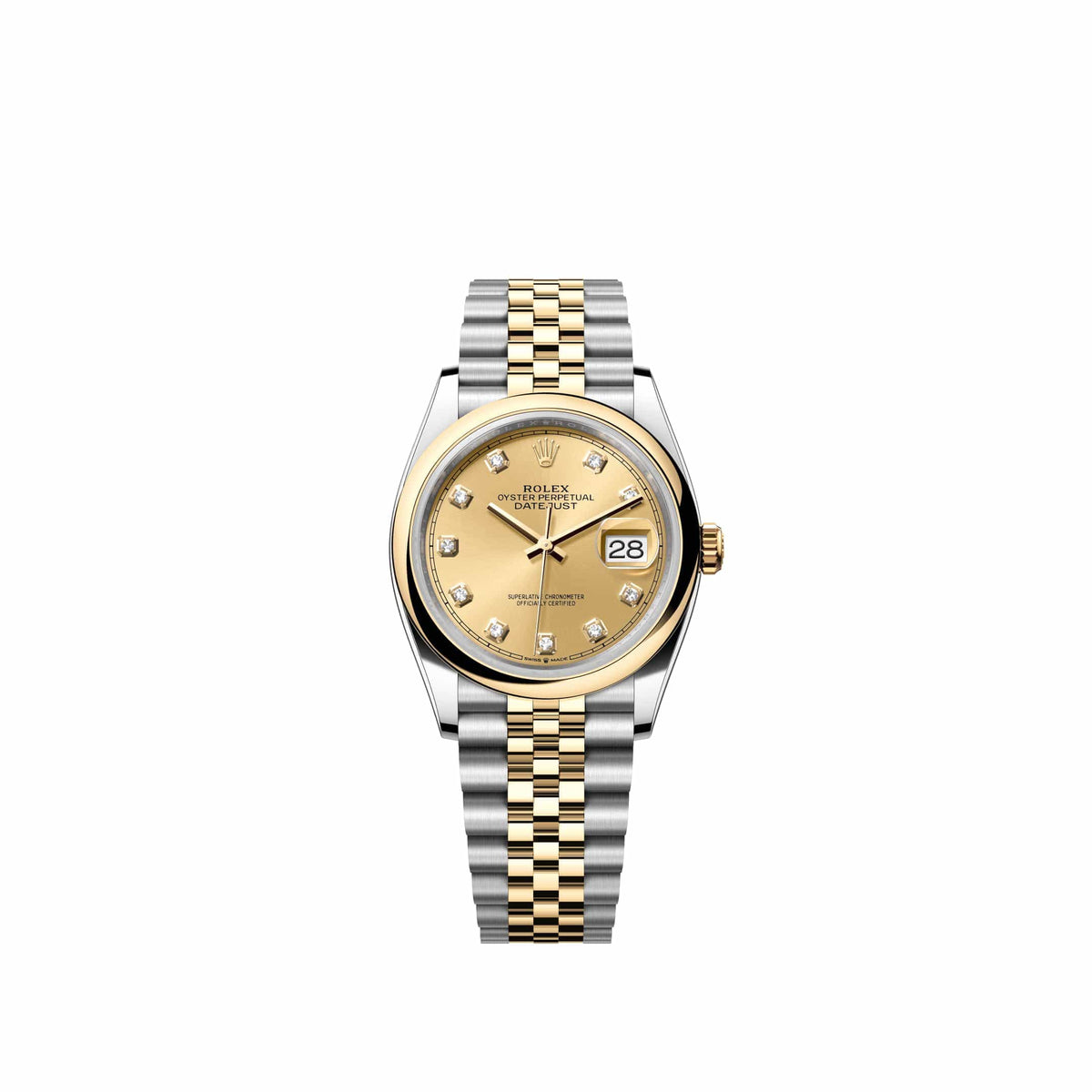 Rolex Datejust 36 126203 Yellow Gold Stainless Steel Champagne Diamond Dial Oyster (2026)