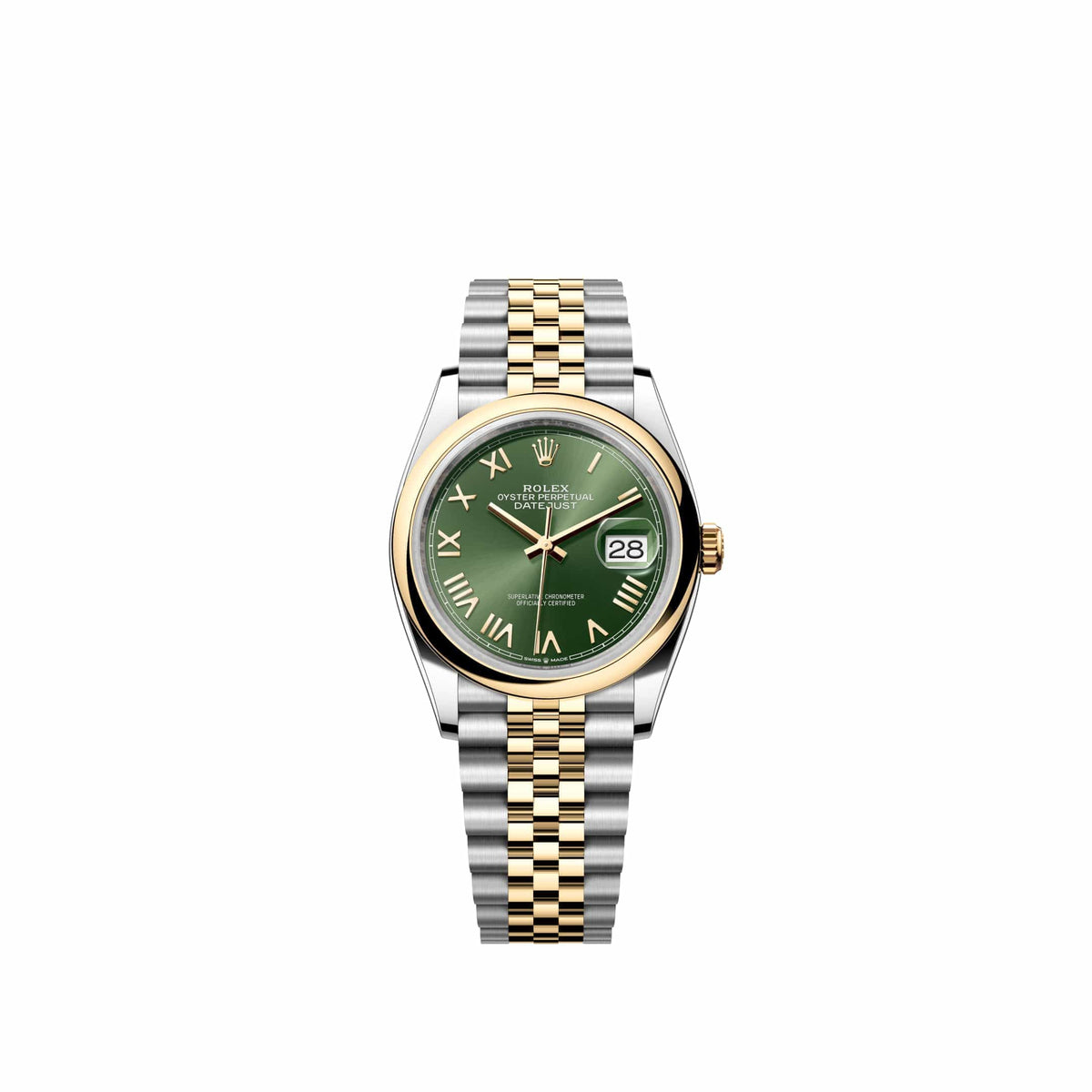 Rolex Datejust 36 126203 Yellow Gold Stainless Steel Olive Green Roman Dial Jubilee (2026)