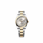 Rolex Datejust 36 126203 Yellow Gold Stainless Steel Silver Diamond Roman Dial Oyster (2026)