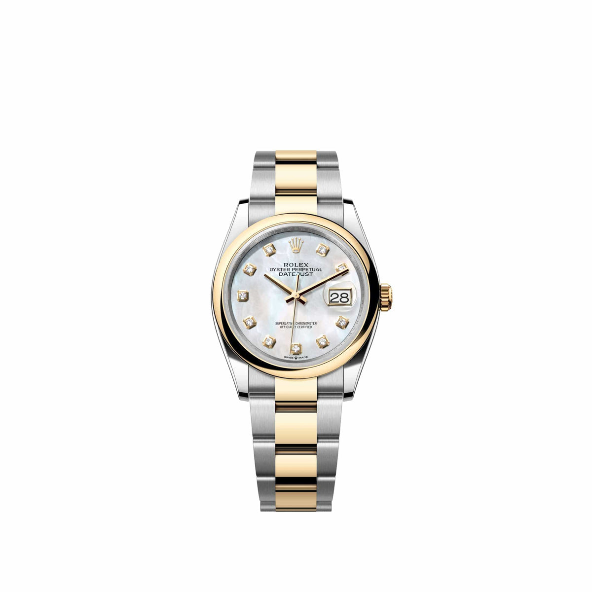 Rolex Datejust 36 126203 Yellow Gold Stainless Steel White Mother of Pearl Diamond Dial Oyster (2026)