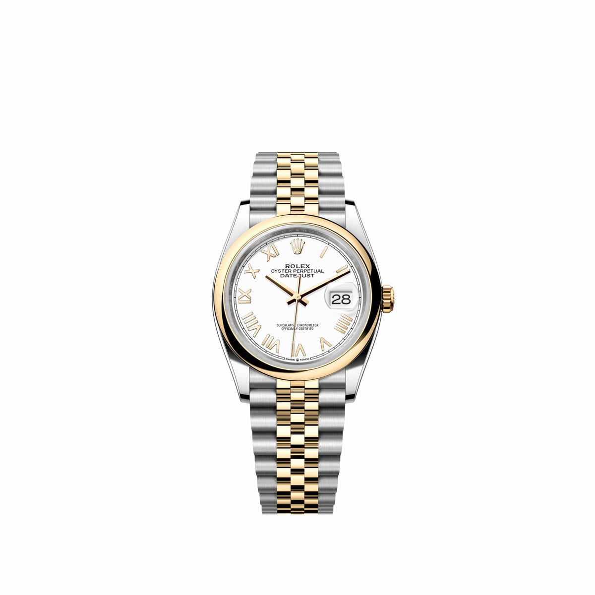 Rolex Datejust 36 126203 Yellow Gold Stainless Steel White Roman Dial Jubilee (2026)