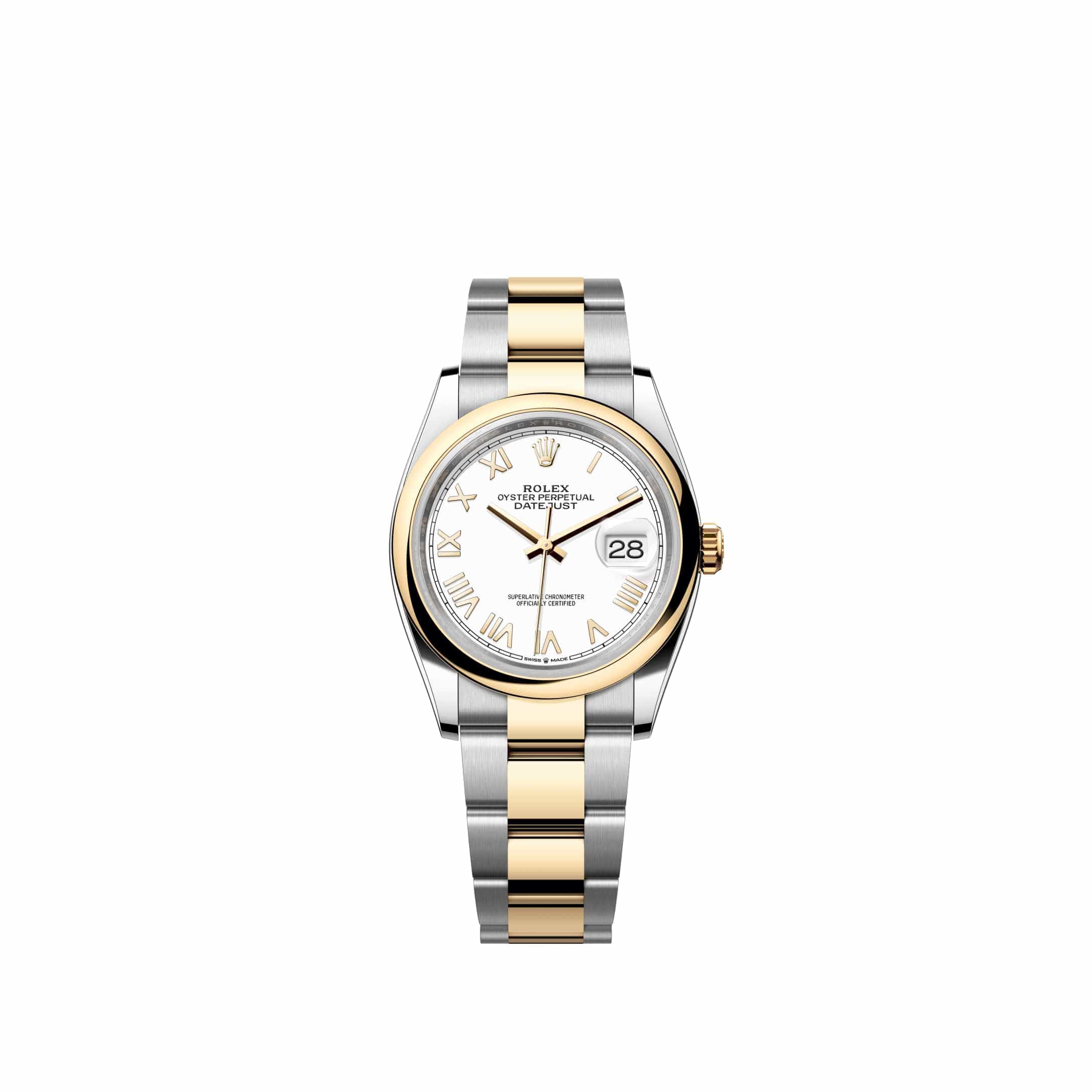 Rolex Datejust 36 126203 Yellow Gold Stainless Steel White Roman Dial Oyster (2026)