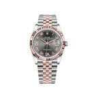 Rolex Datejust 36 126231 Rose Gold Stainless Steel Dark Rhodium Roman Numerals Diamond Dial Jubilee (2020)
