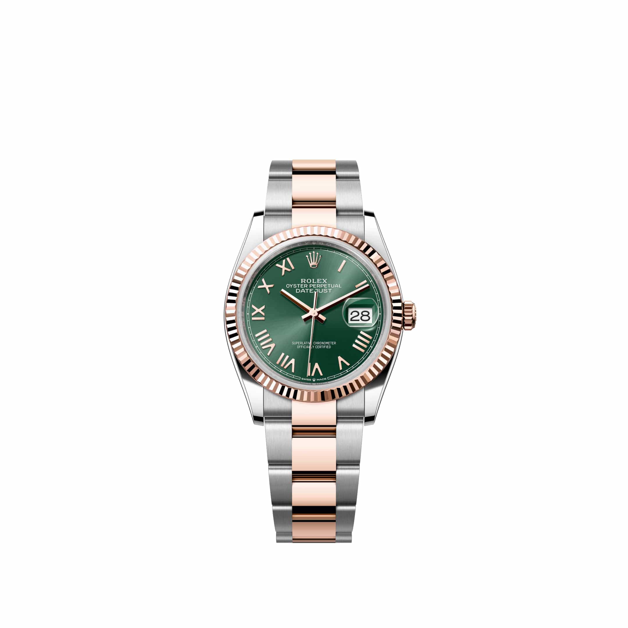 Rolex Datejust 36 126231 Rose Gold Stainless Steel Mint Green Roman Dial Oyster (2026)