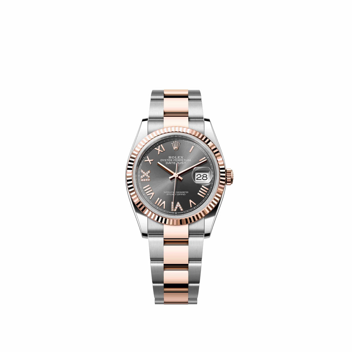Rolex Datejust 36 126231 Rose Gold Stainless Steel Slate Diamond Roman Dial Oyster (2026)