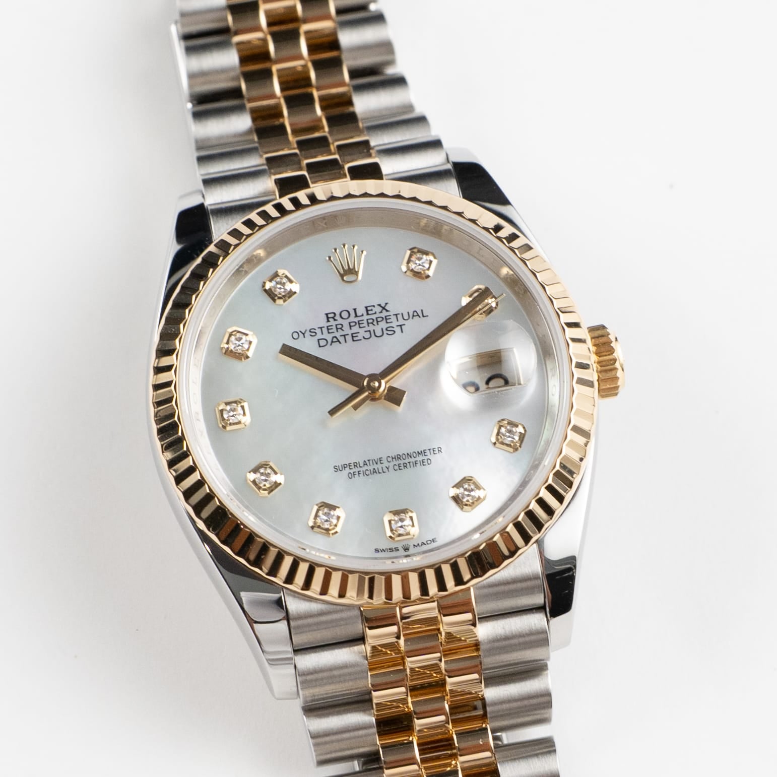 Rolex Datejust 36 126233 Stainless Steel Yellow Gold Mother of Pearl Diamond Dial Jubilee (2021)