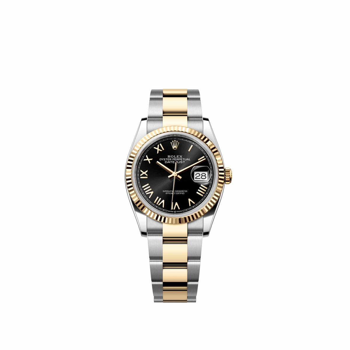 Rolex Datejust 36 126233 Yellow Gold Stainless Steel Black Roman Dial Oyster (2026)
