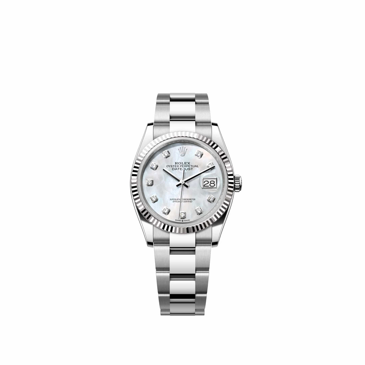 Rolex Datejust 36 126234 Stainless Steel White Mother of Pearl Diamond Dial Oyster (2026)