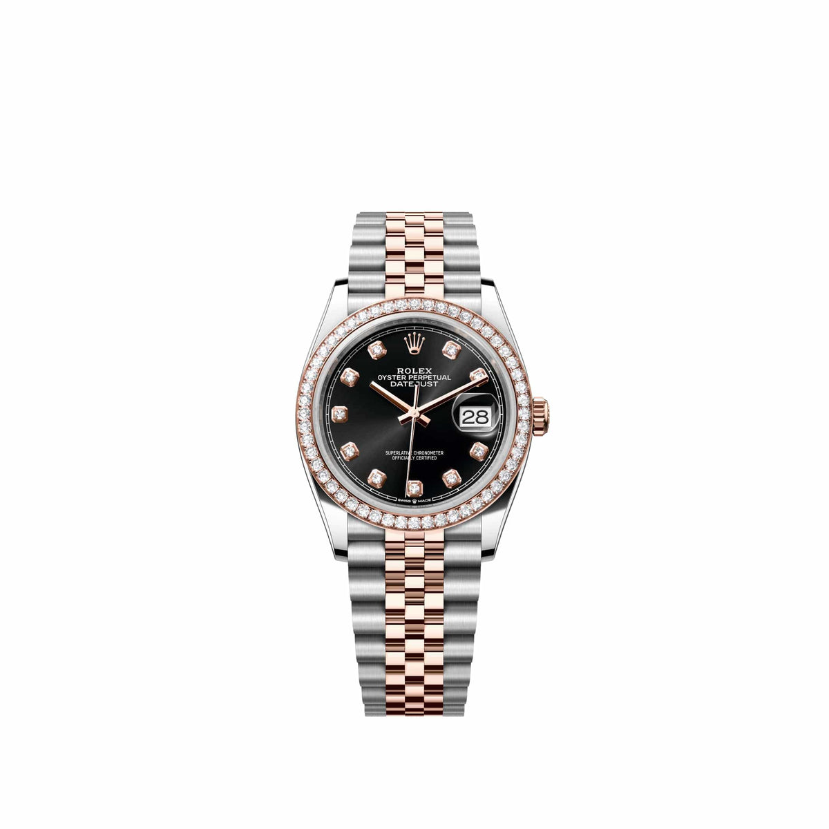 Rolex Datejust 36 126281RBR Rose Gold Stainless Steel Black Diamond Dial Jubilee Diamond Bezel (2026)