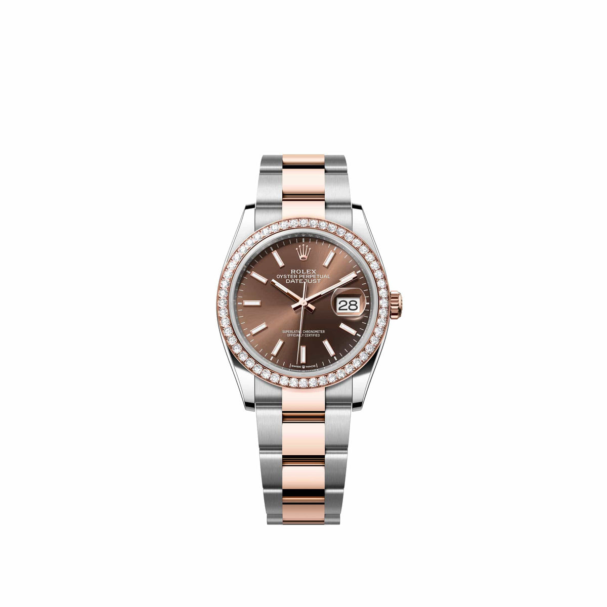 Rolex Datejust 36 126281RBR Rose Gold Stainless Steel Chocolate Dial Oyster Diamond Bezel (2026)