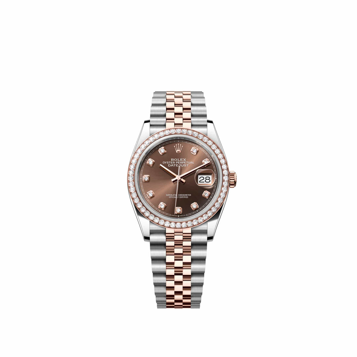 Rolex Datejust 36 126281RBR Rose Gold Stainless Steel Chocolate Diamond Dial Jubilee Diamond Bezel (2026)