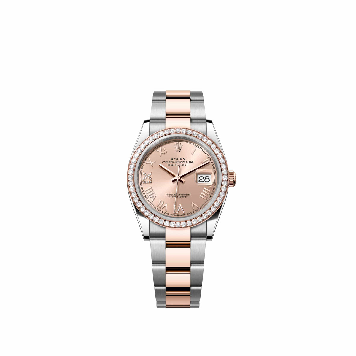 Rolex Datejust 36 126281RBR Rose Gold Stainless Steel Rose Diamond Roman Dial Oyster Diamond Bezel (2026)