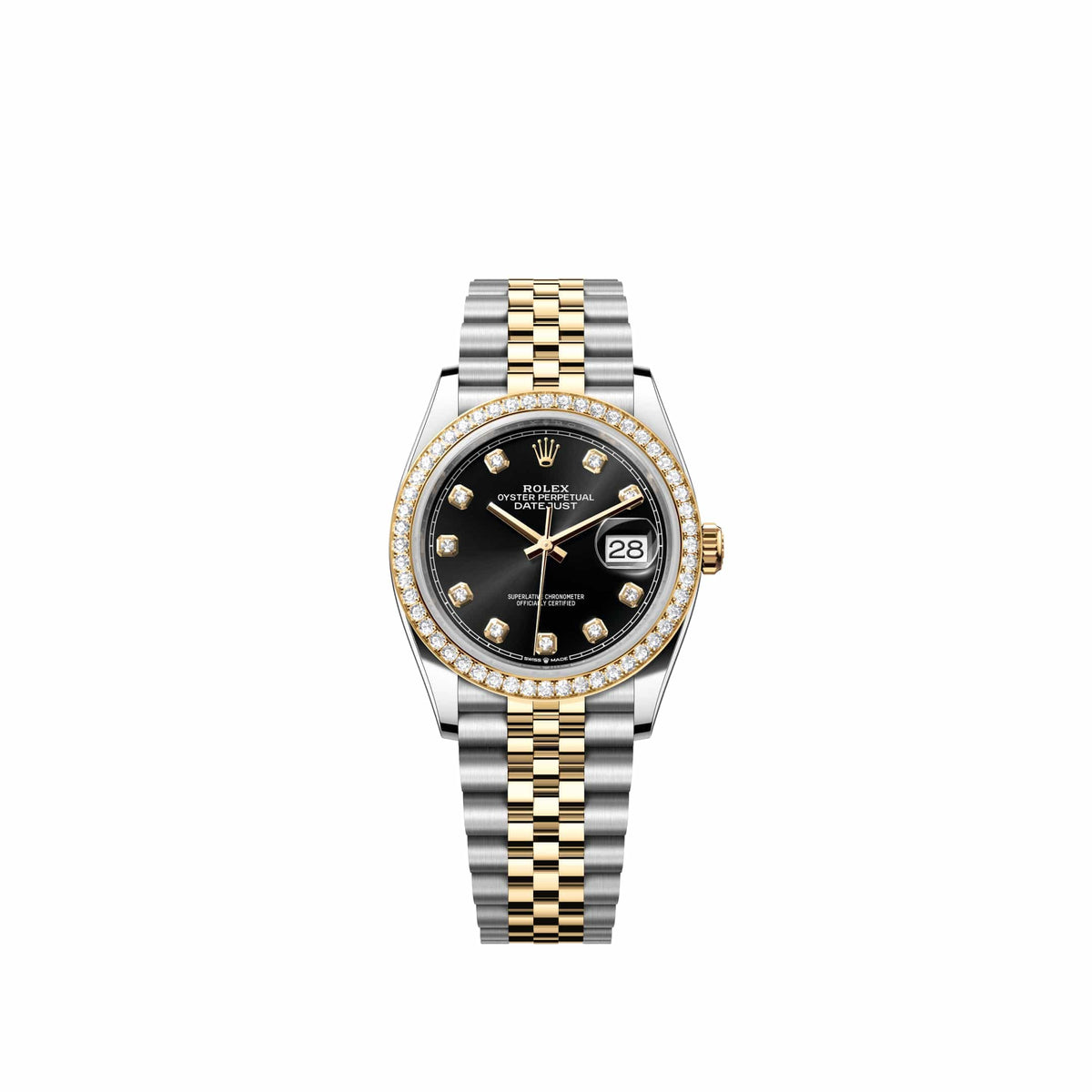 Rolex Datejust 36 126283RBR Yellow Gold Stainless Steel Black Diamond Dial Jubilee Diamond Bezel (2026)
