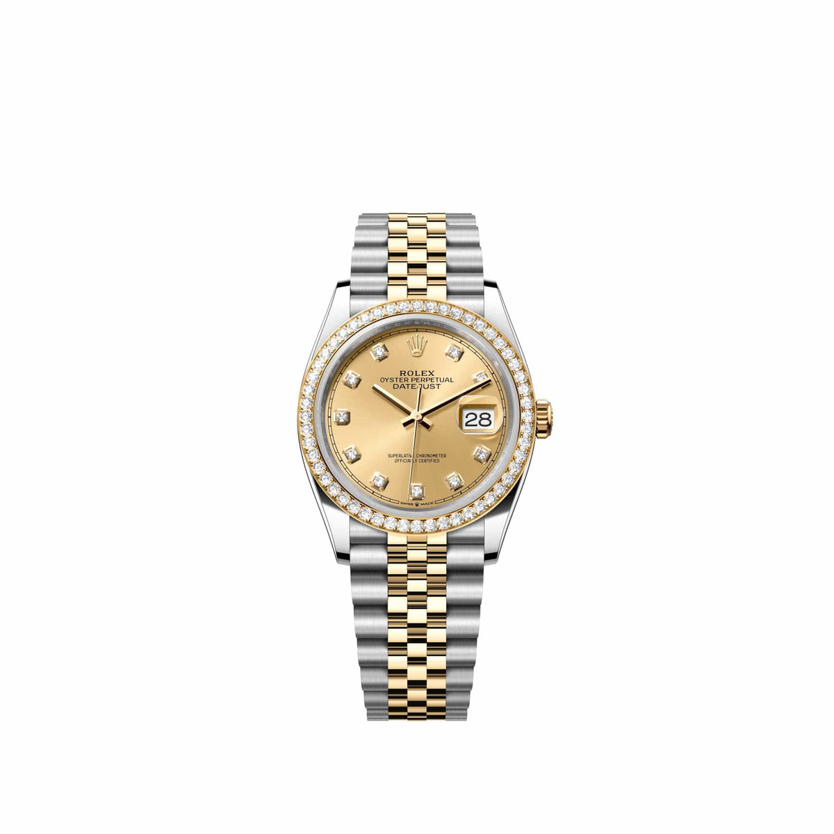 Rolex Datejust 36 126283RBR Yellow Gold Stainless Steel Champagne Diamond Dial Jubilee Diamond Bezel (2026)