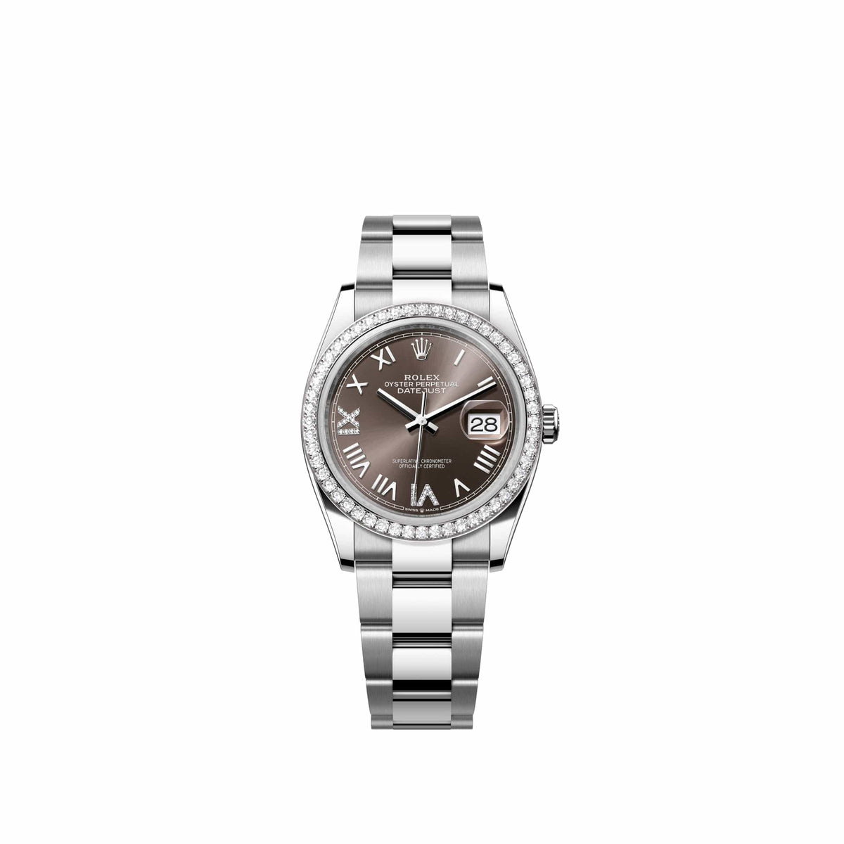 Rolex Datejust 36 126284RBR Stainless Steel Dark Grey Diamond Roman Dial Oyster Diamond Bezel (2026)
