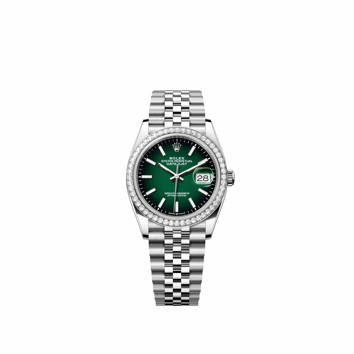 Rolex Datejust 36 126284RBR Stainless Steel Green Ombre Dial Jubilee Diamond Bezel (2026)