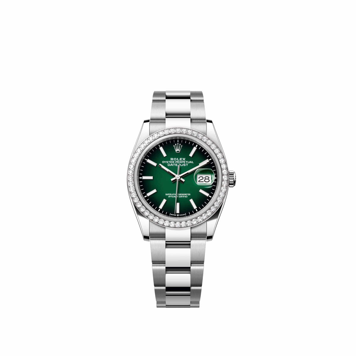 Rolex Datejust 36 126284RBR Stainless Steel Green Ombre Dial Oyster Diamond Bezel (2026)