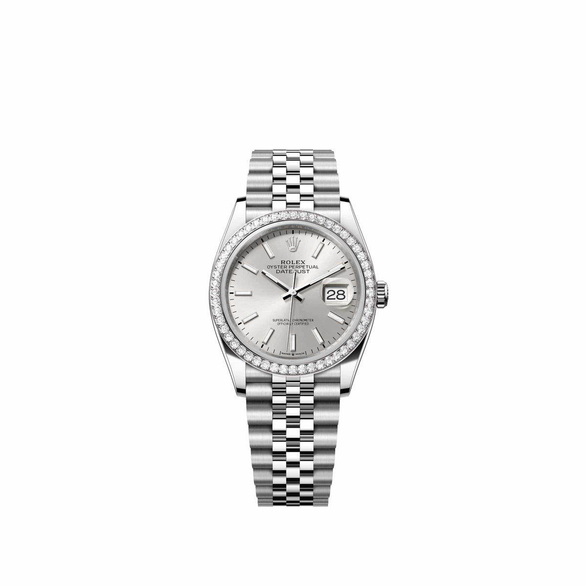 Rolex Datejust 36 126284RBR Stainless Steel Silver Dial Jubilee Diamond Bezel (2026)