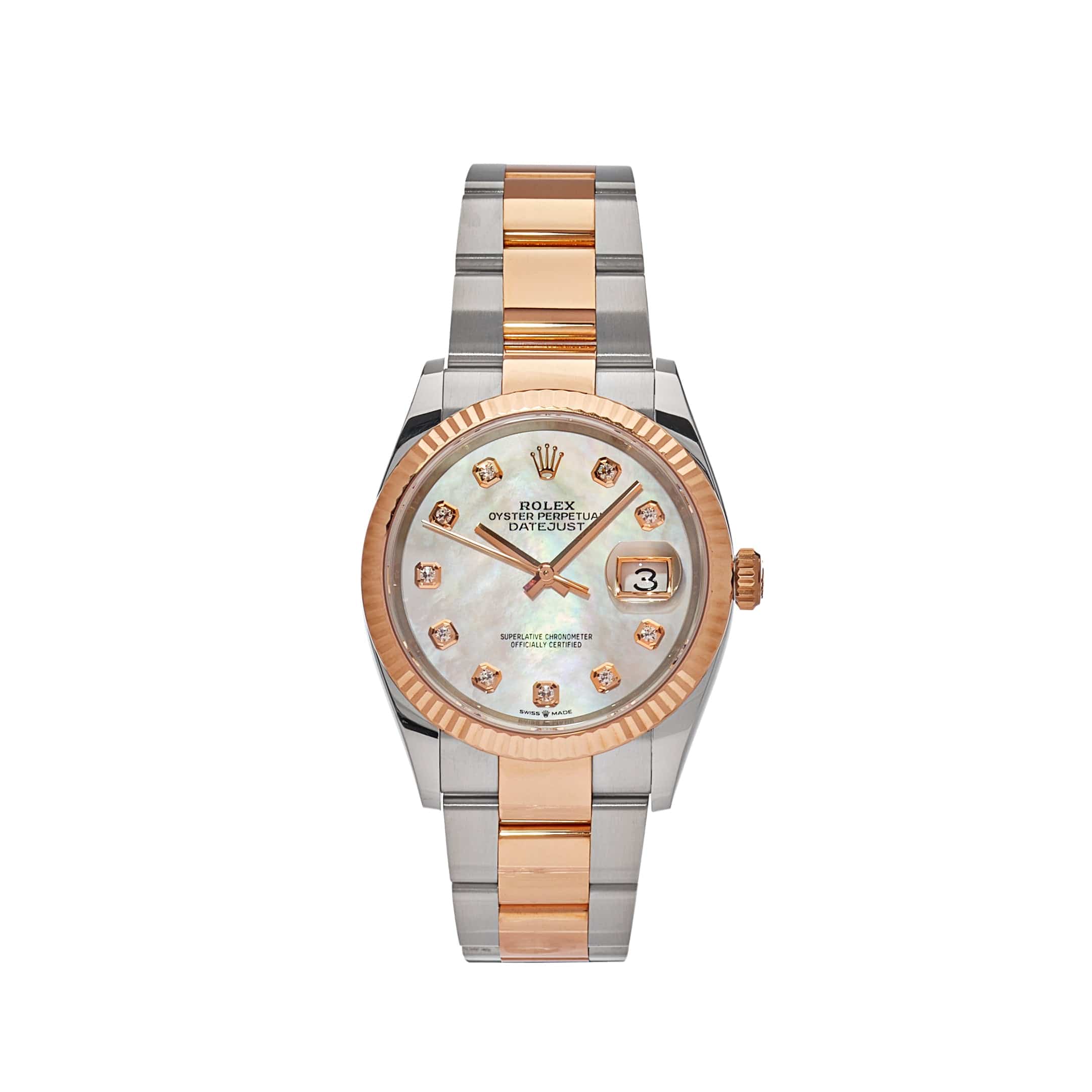 Rolex Datejust 126231 Rose Gold Stainless Steel Mother of Pearl