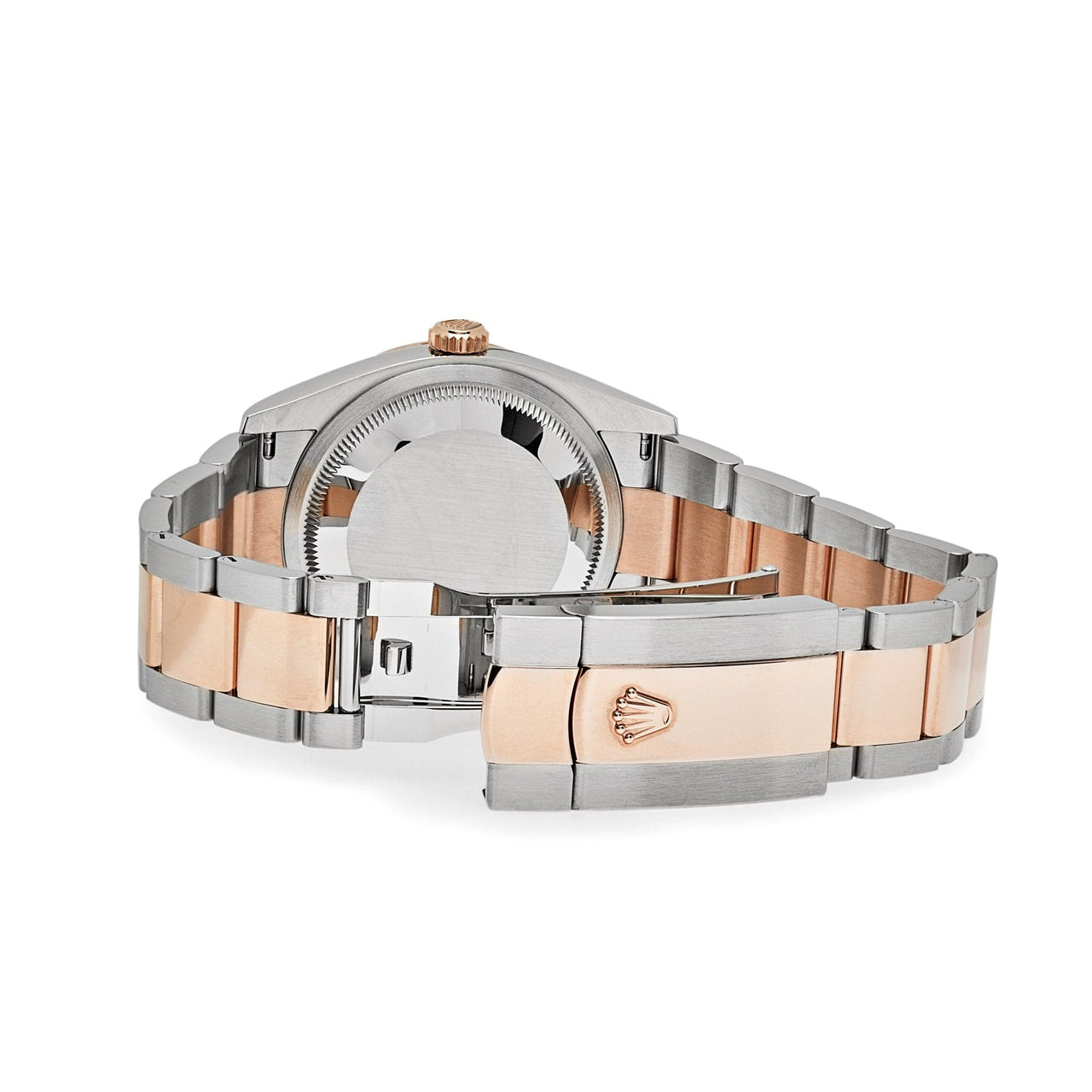 Luxury Watch Rolex Datejust 36 Rose Gold & Steel Mother of Pearl Diamond Dial 126231 Wrist Aficionado