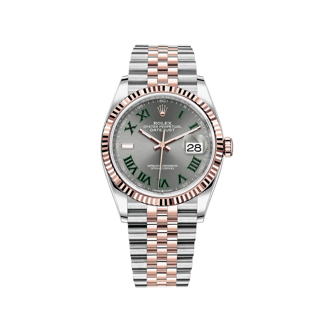 Luxury Watch Rolex Datejust 36 Rose Gold & Steel Slate 'Wimbledon' Dial 126231 Wrist Aficionado