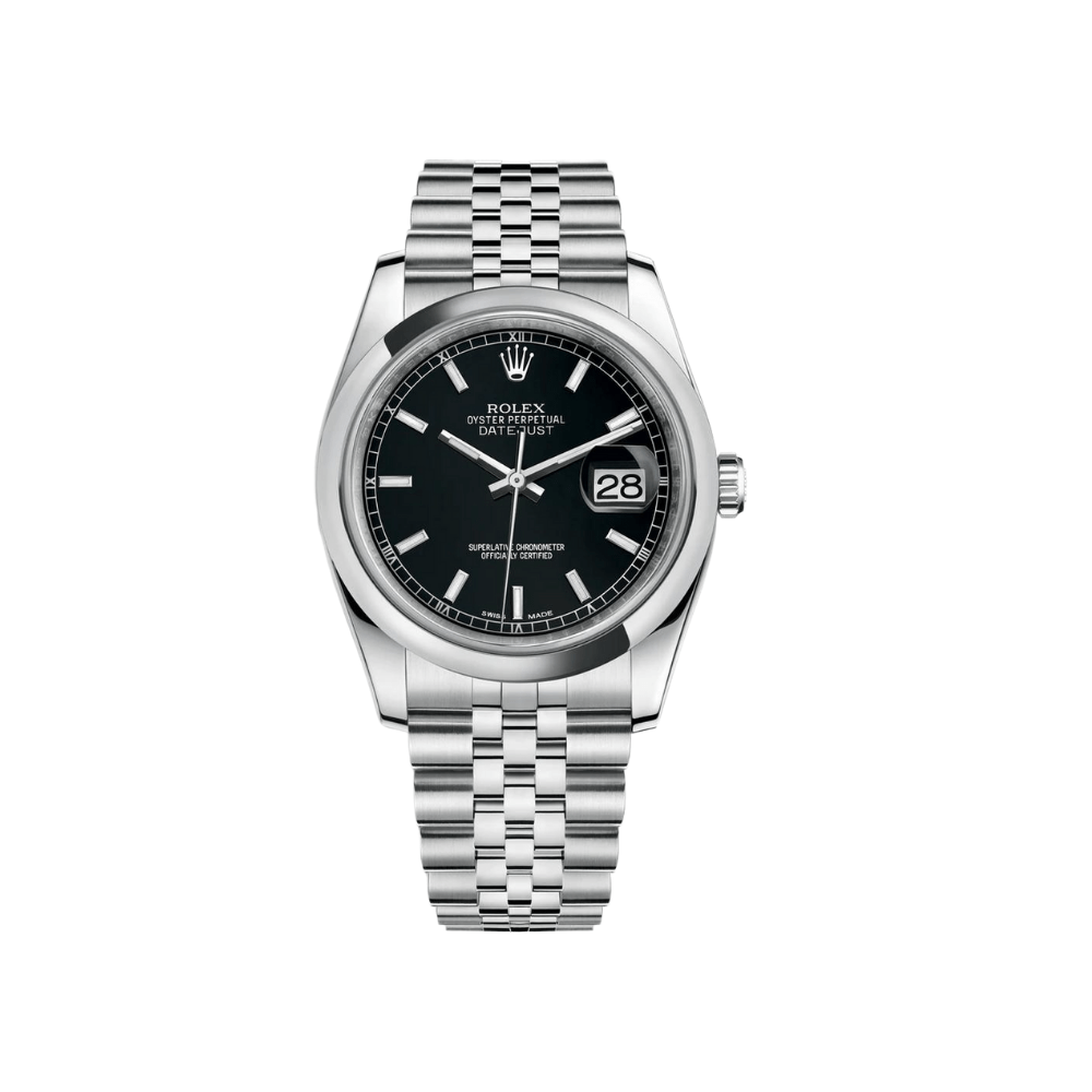 Luxury Watch Rolex Datejust 36 Stainless Steel Black Dial 116200 Wrist Aficionado