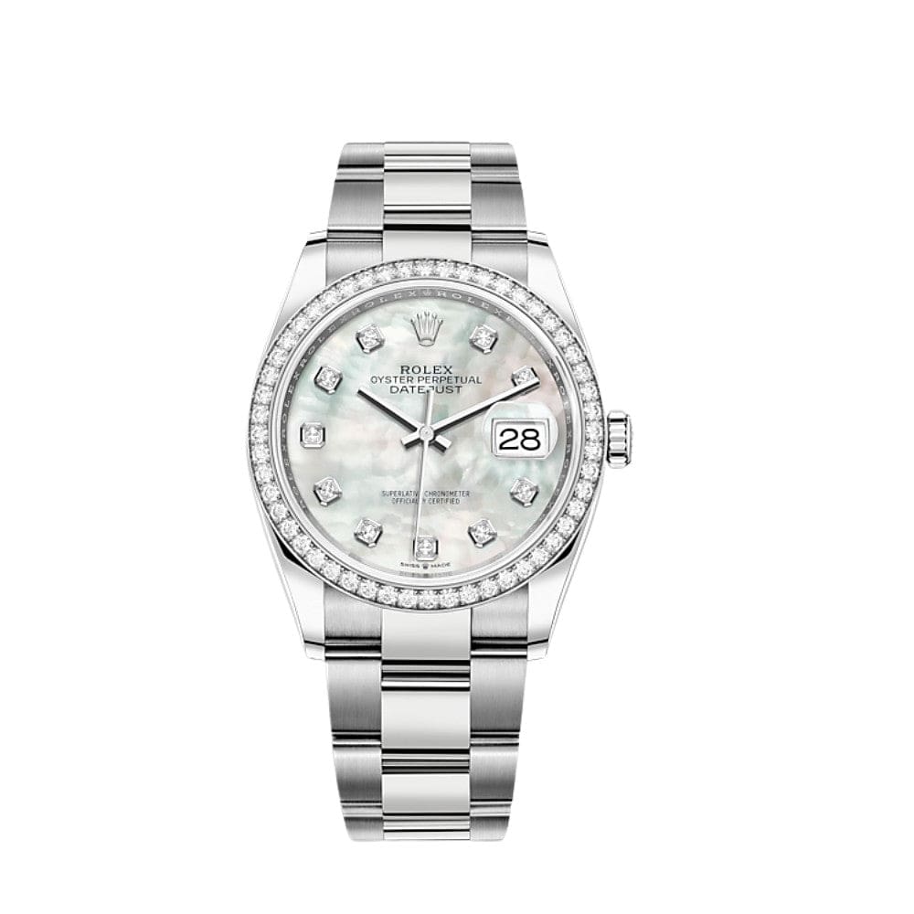 Luxury Watch Rolex Datejust 36 White Gold & Stainless Steel  Mother of Pearl Dial 126284RBR Wrist Aficionado